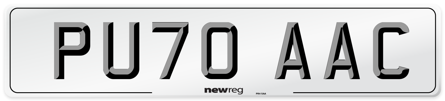 PU70 AAC Number Plate from New Reg